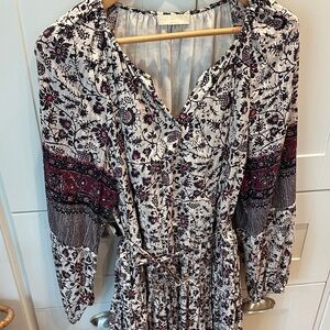 Ulla Johnson Ivory Floral Maxi Dress with shades of purple Trim